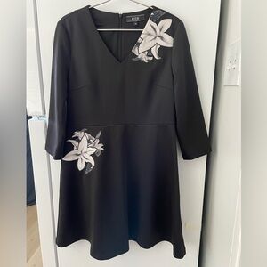 Black Dress with White Floral Design